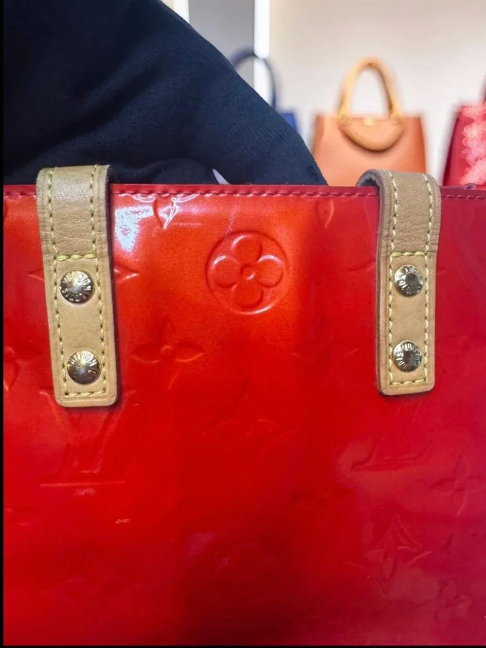 Louis Vuitton Reade PM Tote — Red Monogram Vernis
